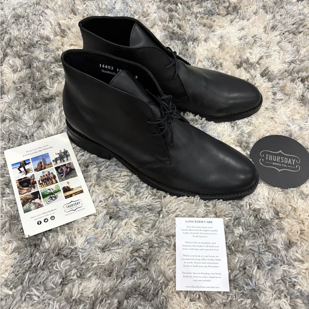 Thursday Boot Company Leather Black Chukka Boots Size 9 - Picture 3 of 7